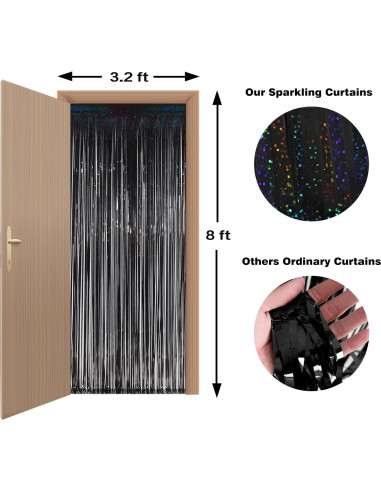 Cortinas de Flecos de Foil Melsan 2 Piezas 0.97x2.44m Negro