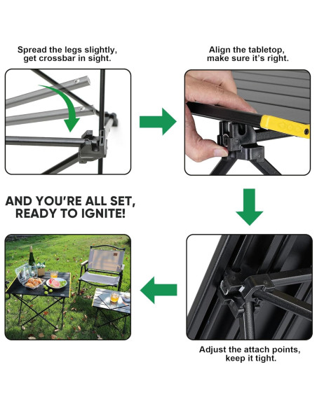 Mesa de Camping Plegable EHHLY Compacta de Aluminio Negra Mesa de Camping Plegable EHHLY Compacta de Aluminio Negra