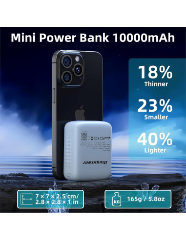 Cargador Portátil Runpower 10000mAh 22.5W Azul con Cable