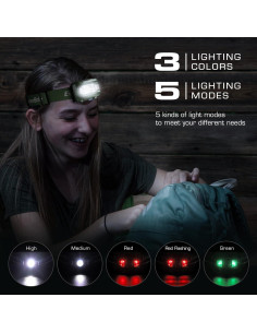 Linterna Frontal EverBrite 5 Modos Multicolor para Niños y Adultos 2