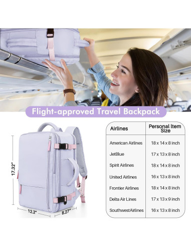 Mochila de viaje Rinlist para laptop 15.6" morado