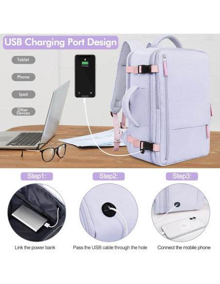 Mochila de viaje Rinlist para laptop 15.6" morado Mochila de viaje Rinlist para laptop 15.6" morado