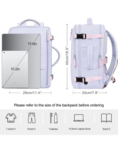 Mochila de viaje Rinlist para laptop 15.6" morado