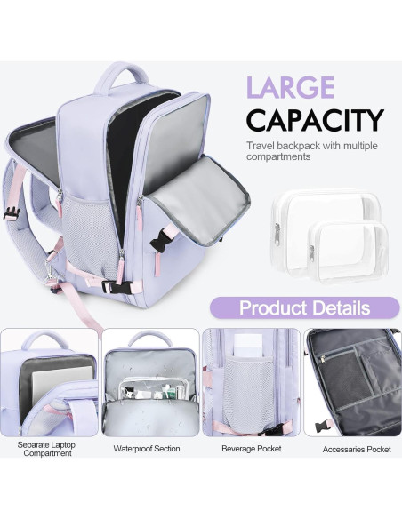 Mochila de viaje Rinlist para laptop 15.6" morado Mochila de viaje Rinlist para laptop 15.6" morado