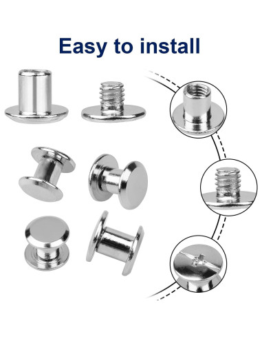 100 Tornillos Chicago para Cuero Siziviki - 5 Colores, 0.9 cm