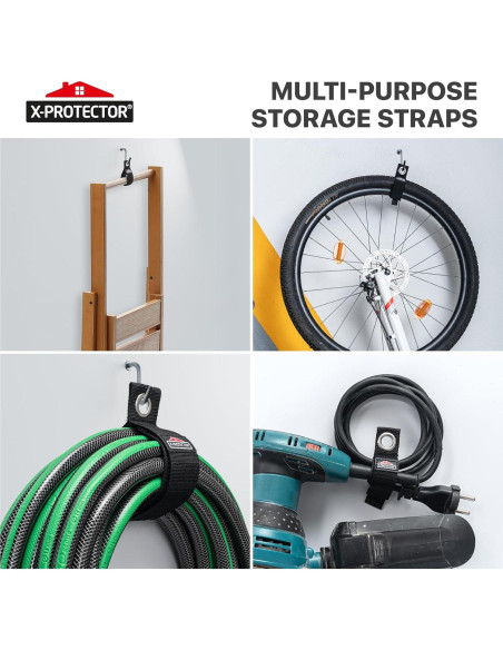 Correas de Almacenamiento X-Protector - Paquete de 3 - Soporte de Cable para Garaje Correas de Almacenamiento X-Protector - Paquete de 3 - Soporte de Cable para Garaje