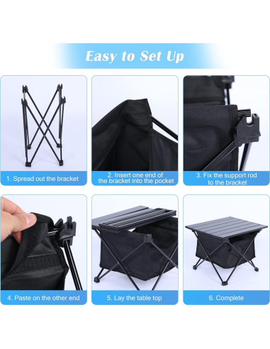Mesa de Camping Plegable YSSOA Aluminio 40x35cm Negra