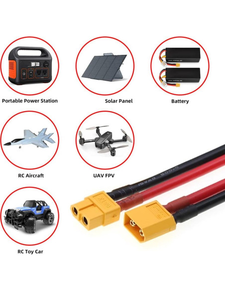 Cable de Extensión XT60 12AWG 0.5M Cobre Estañado CY Cable de Extensión XT60 12AWG 0.5M Cobre Estañado CY