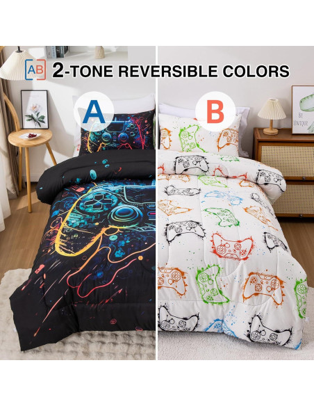Conjunto de Edredón Twin A Nice Night 5 Piezas 3D Juegos Conjunto de Edredón Twin A Nice Night 5 Piezas 3D Juegos