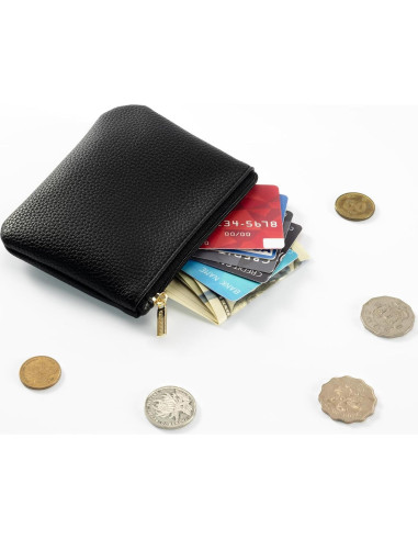 Monedero de Cuero PU Chelmon Compacto 12.7x9.7cm 2 Pcs Negro
