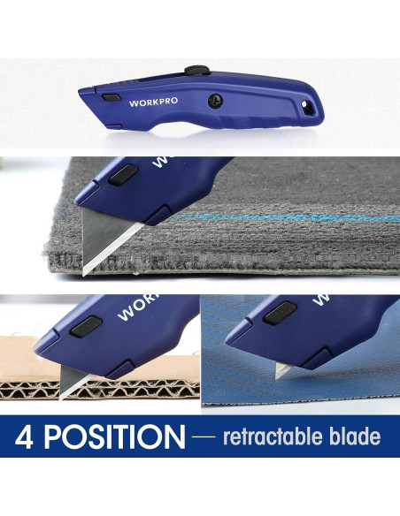 Cuchillo Utility WORKPRO Retráctil 16 cm con 10 Cuchillas Cuchillo Utility WORKPRO Retráctil 16 cm con 10 Cuchillas