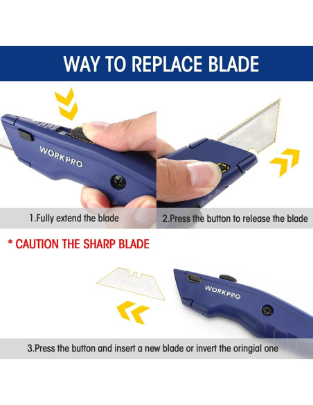 Cuchillo Utility WORKPRO Retráctil 16 cm con 10 Cuchillas Cuchillo Utility WORKPRO Retráctil 16 cm con 10 Cuchillas