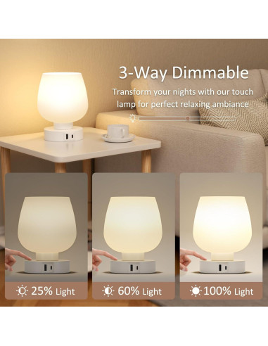 Lámpara de Mesa Táctil Seealle con Carga USB y 3 Niveles
