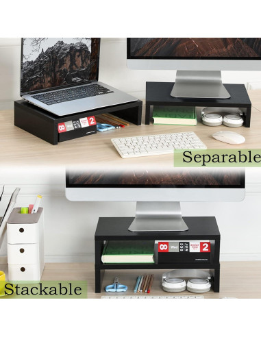 Soporte para Monitor Ajustable TEAMIX - 2 Paquetes Negro