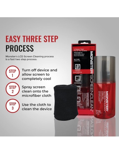 Kit Limpiador de Pantallas Monster 59 ml con Paño Microfibra