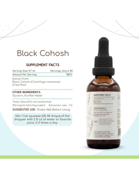 Extracto de hierbas Black Cohosh HerbEra 59.15 ml sin alcohol Extracto de hierbas Black Cohosh HerbEra 59.15 ml sin alcohol