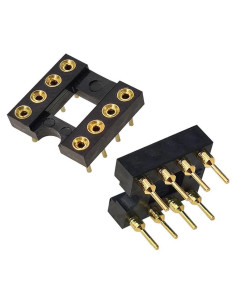 20 Adaptadores Zócalos IC Redondos DIP 8 Pines Dorados