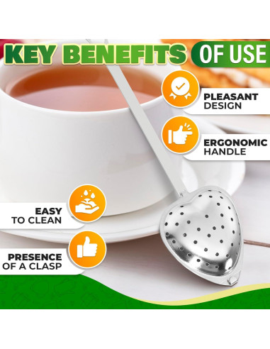 Infusor de Té Corazón KETAR - 10 Piezas Acero Inoxidable