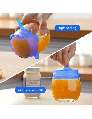 Tapas de Silicona Reutilizables JIGUOOR - 6 Tamaños para Alimentos