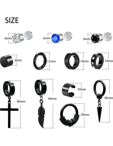 Pendientes Magnéticos Clip On KWUNCCI - 15 Pares Unisex