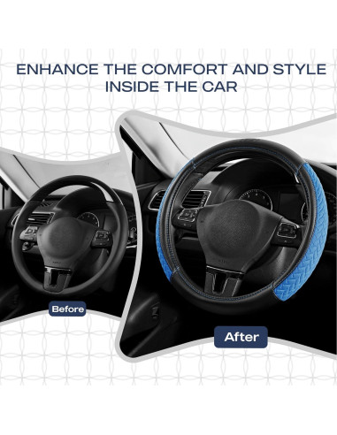 Funda de Volante Skechers de Cuero Azul 37-38 cm Antideslizante
