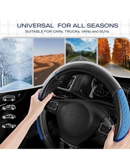 Funda de Volante Skechers de Cuero Azul 37-38 cm Antideslizante Funda de Volante Skechers de Cuero Azul 37-38 cm Antideslizante