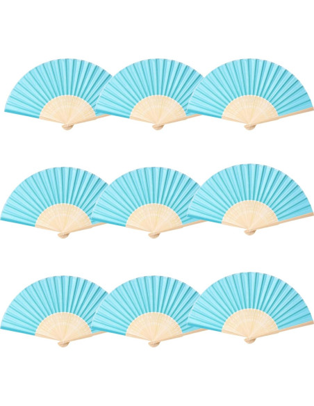 24 Abanicos Plegables de Seda Imitada SL Crafts Azul Aqua 24 Abanicos Plegables de Seda Imitada SL Crafts Azul Aqua
