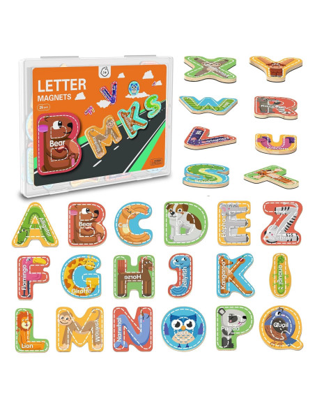 Imanes de Madera ABC Engrosados Ancistro para Niños 1-5 Años Imanes de Madera ABC Engrosados Ancistro para Niños 1-5 Años
