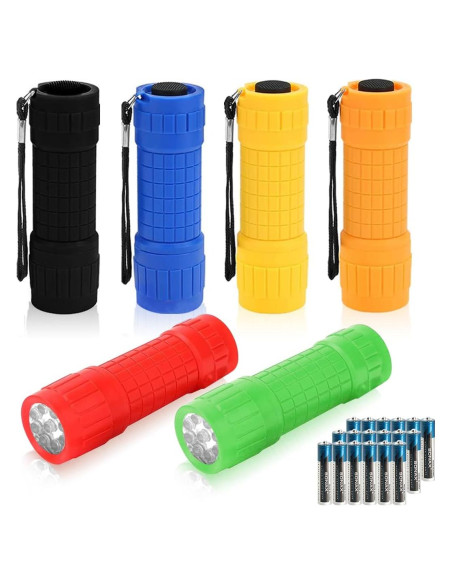 Juego de 6 Linternas Mini Whaply 9 LED con 18 Baterías AAA Juego de 6 Linternas Mini Whaply 9 LED con 18 Baterías AAA