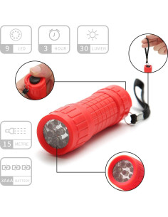 Juego de 6 Linternas Mini Whaply 9 LED con 18 Baterías AAA 2