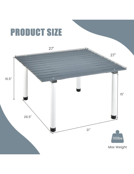 Mesa de Camping Plegable GYMAX 68.5x68.5cm para 4 Personas Mesa de Camping Plegable GYMAX 68.5x68.5cm para 4 Personas