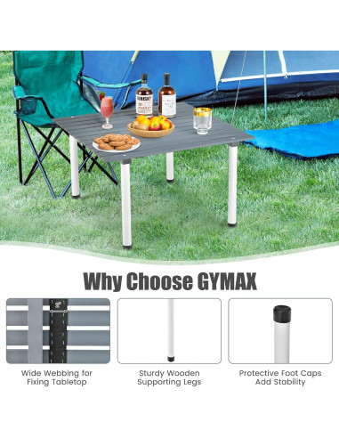 Mesa de Camping Plegable GYMAX 68.5x68.5cm para 4 Personas