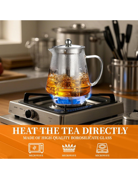 Tetera de vidrio BanYakong 550ML con infusor de acero inoxidable Tetera de vidrio BanYakong 550ML con infusor de acero inoxidable