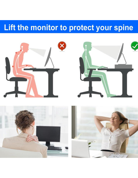 Soporte para Monitor Gianotter con Cajón y Sujetapapeles Negro Soporte para Monitor Gianotter con Cajón y Sujetapapeles Negro