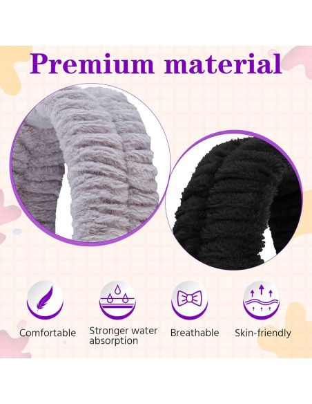 Diadema de Spa YGQQOY 2 Piezas Microfibra Suave Negro Gris Diadema de Spa YGQQOY 2 Piezas Microfibra Suave Negro Gris