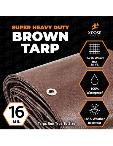 Lona de Polietileno Marrón 2.57 kg 10x10 impermeable Xpose Safety