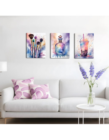 Juego de Arte de Pared enmarcado WGTUWY 3 Imágenes Maquillaje 30x40 cm