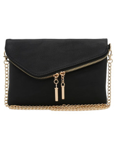 Bolso de mano negro FashionPuzzle con cadena y cremallera