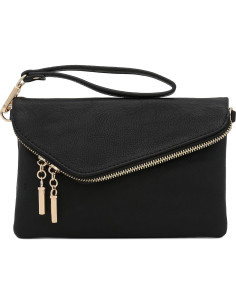 Bolso de mano negro FashionPuzzle con cadena y cremallera 2