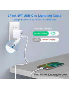 Cable Lightning Mitesbony 3 Unidades 1.83m Carga Rápida iPhone 2