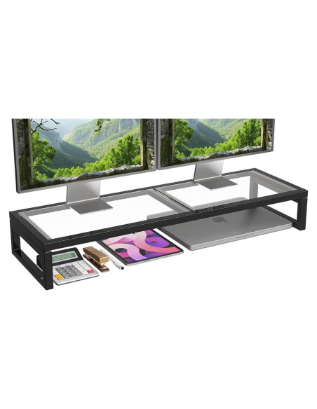 Soporte Elevador Doble para Monitor Simple Trending Vidrio Soporte Elevador Doble para Monitor Simple Trending Vidrio