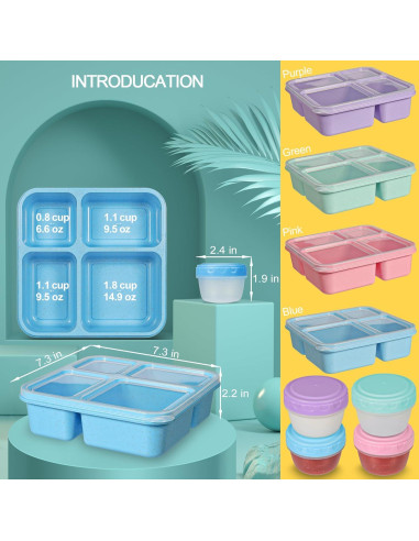 Contenedor de Almuerzo Bento TOUWMX 4 Compartimentos 1200ml