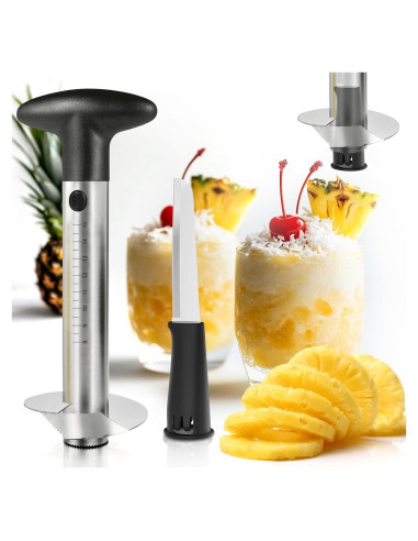 Cortador de Piña YYP de Acero Inoxidable con Medidas - Negro