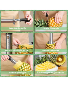 Cortador de Piña YYP de Acero Inoxidable con Medidas - Negro 2