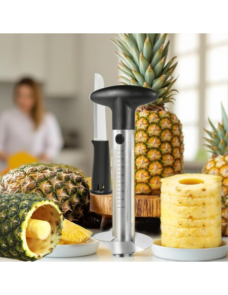 Cortador de Piña YYP de Acero Inoxidable con Medidas - Negro Cortador de Piña YYP de Acero Inoxidable con Medidas - Negro