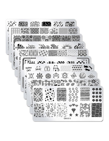 Kit de Estampado de Uñas 10 Piezas SILPECWEE - Acero Inoxidable