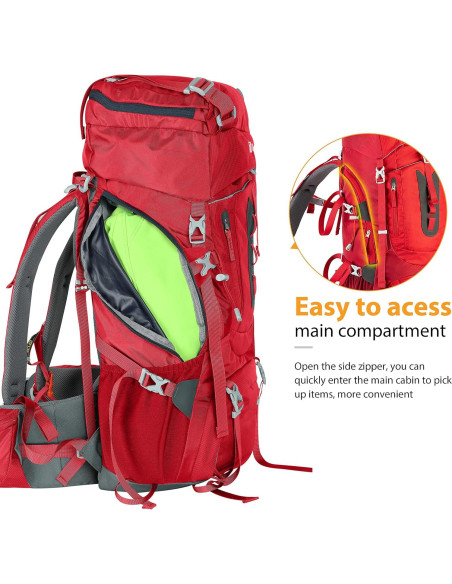 Mochila de Senderismo Ubon 60L Impermeable con Funda Mochila de Senderismo Ubon 60L Impermeable con Funda