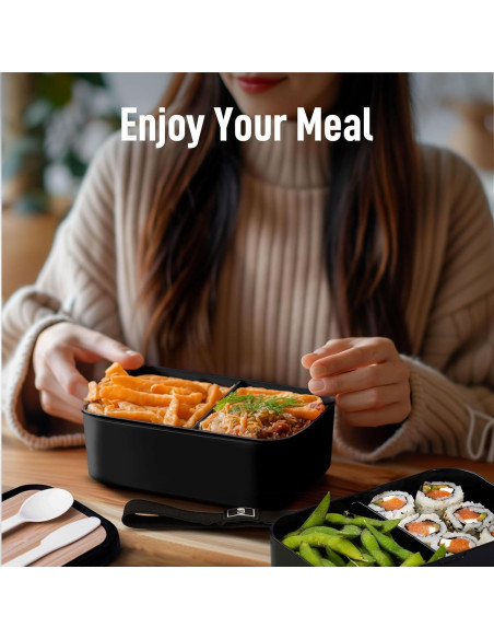 Caja Bento Doble KARRICO 60L Libre de BPA Negra con Divisores Caja Bento Doble KARRICO 60L Libre de BPA Negra con Divisores