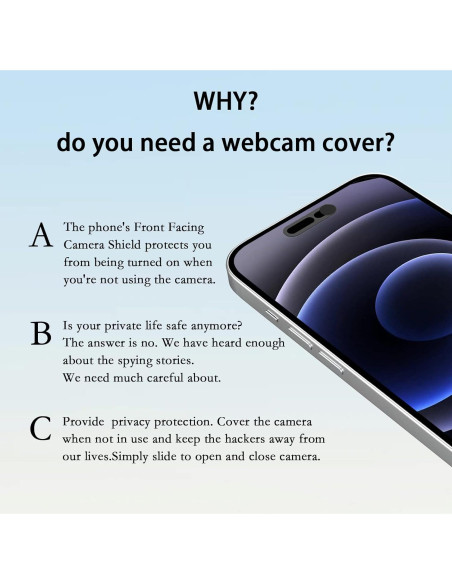 Cubierta de Webcam MakLuen para iPhone 14 Pro/Pro Max - Negro Cubierta de Webcam MakLuen para iPhone 14 Pro/Pro Max - Negro