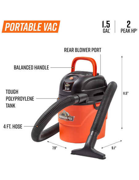 Aspiradora Portátil Húmeda/Seca Armor All AA155 5.68L 2HP Aspiradora Portátil Húmeda/Seca Armor All AA155 5.68L 2HP